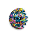 Handcrafted Guerrero Sun and Moon Eclipse Art | Mexican Hand-Painted Pottery - vibrant hand-painted Guerrero sun and moon pottery wall mask from Guanajuato