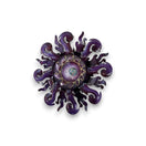 Vibrant Sun Wall Art | Handcrafted Mexican Metal Decor (24-inch Diameter) — hand-painted purple Talavera-style metal sun wall decor