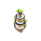 Handcrafted Talavera Fountain | Authentic Mexican Art (4ft Tall) - hand-painted colorful three-tier Talavera fountain with green bird figures