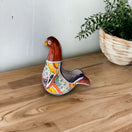 Talavera Dove Planter | Handcrafted Mexican Ceramic Bird Statue - hand-painted colorful Talavera ceramic dove planter on wooden table