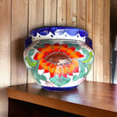 Handcrafted Talavera Decor Planter | Artisan-Made Mexican Flower Pot - vibrant sunflower hand-painted ceramic planter, kiln-fired lead-free glaze