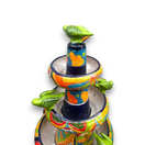 Handcrafted Talavera Fountain | Authentic Mexican Art (4ft Tall) - vibrant hand-painted 3-tier Talavera fountain with bird accents from Guanajuato, Mexico