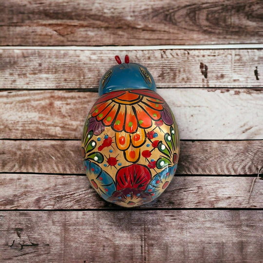 Handcrafted Talavera Ladybug Wall Art | Colorful Mexican Ceramic Decor (Medium) – hand-painted Talavera ladybug on wood background