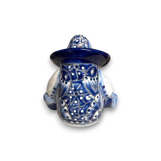 Handcrafted Talavera Panchito Figurine | Blue & White Pottery - handcrafted blue and white sleeping man ceramic decor