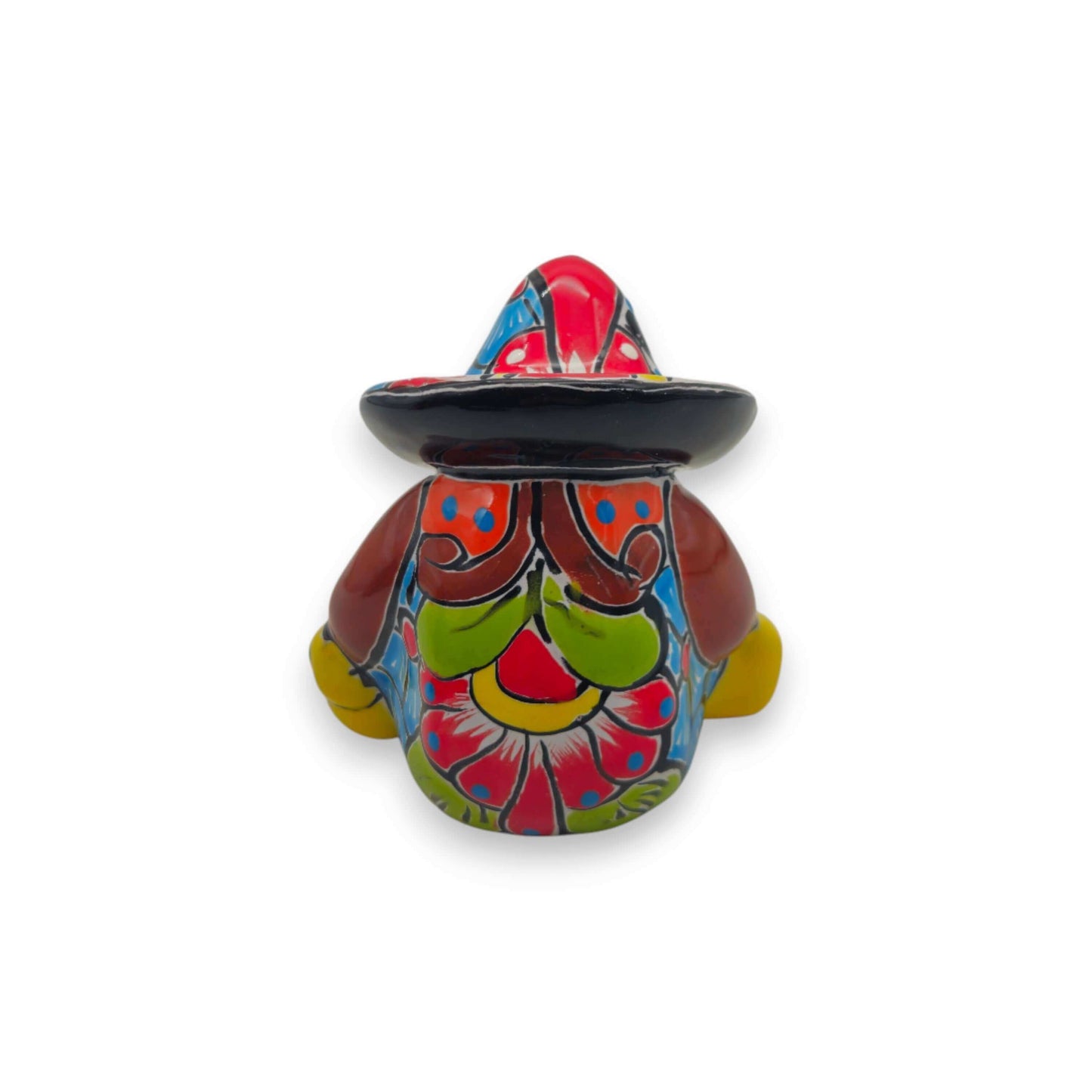 Talavera Panchito Figurine | Handcrafted Mexican Pottery colorful sleeping man Talavera pottery from Guanajuato, vibrant blues reds greens