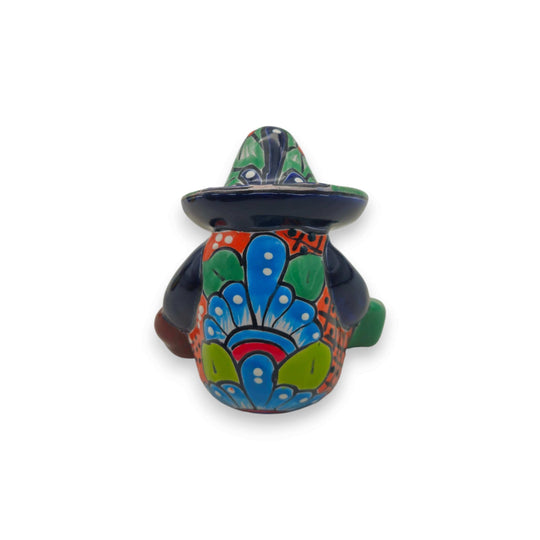 Talavera Panchito Figurine | Handcrafted Mexican Pottery colorful sleeping man ceramic with vivid blue red green yellow patterns