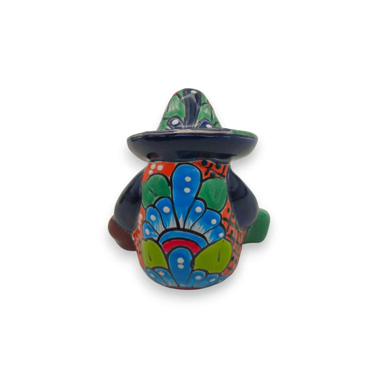Talavera Panchito Figurine | Handcrafted Mexican Pottery colorful sleeping man ceramic with vivid blue red green yellow patterns