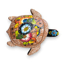 Colorful Talavera Sea Turtle | Handcrafted Mexican Art terracotta turtle with vivid blue, orange, green floral patterns for home or garden decor