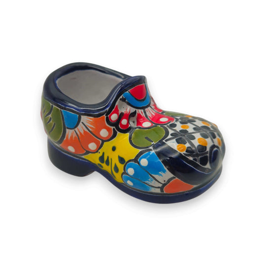 Vibrant Talavera Shoe Planter | Handcrafted Mexican Pottery - colorful handcrafted Talavera shoe planter with floral motifs