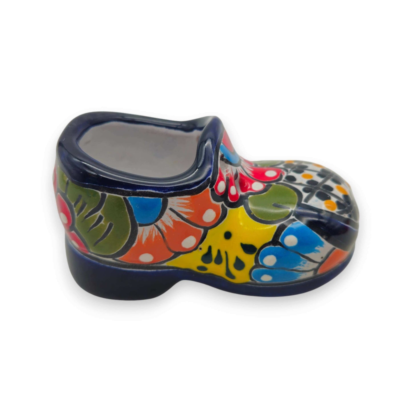 Vibrant Talavera Shoe Planter | Handcrafted Mexican Pottery - colorful handpainted Guanajuato ceramic shoe with floral motifs