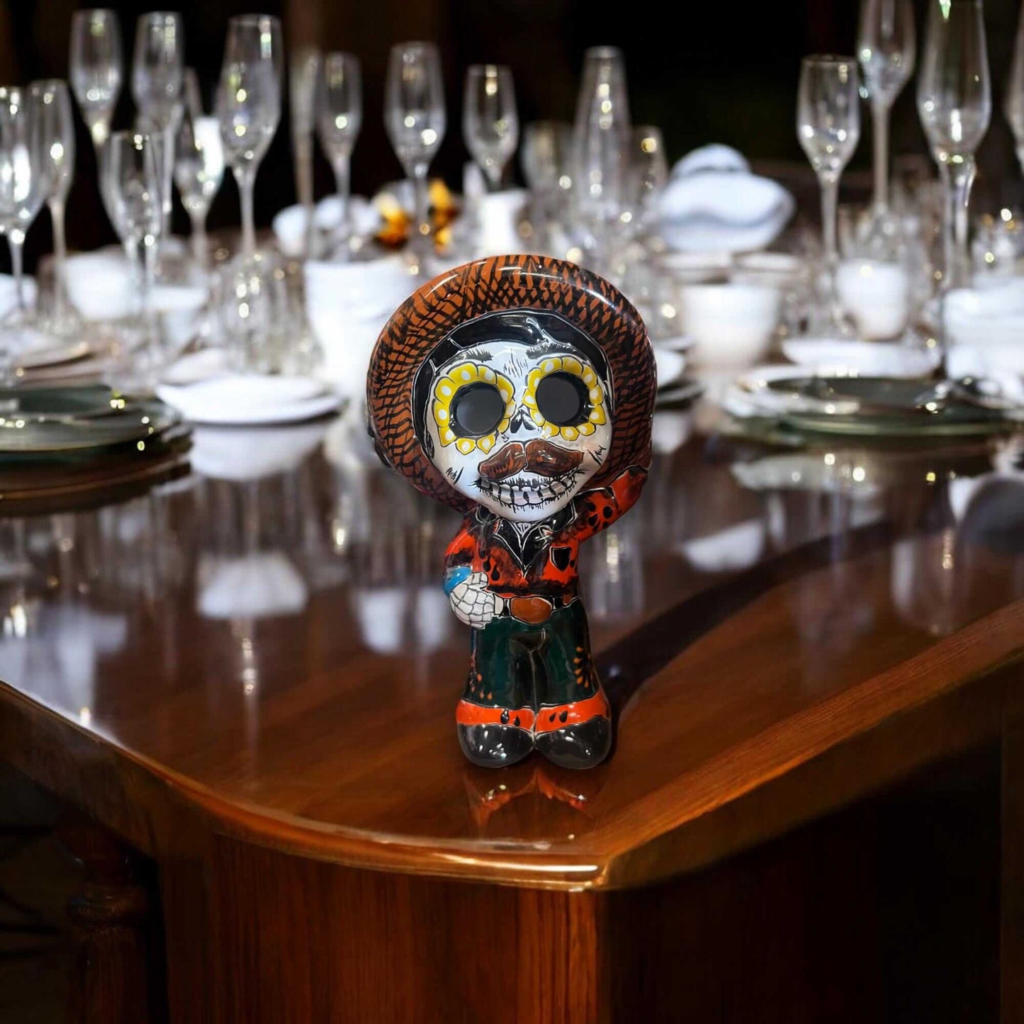 Talavera Skeleton Man Statue - Day of the Dead Décor