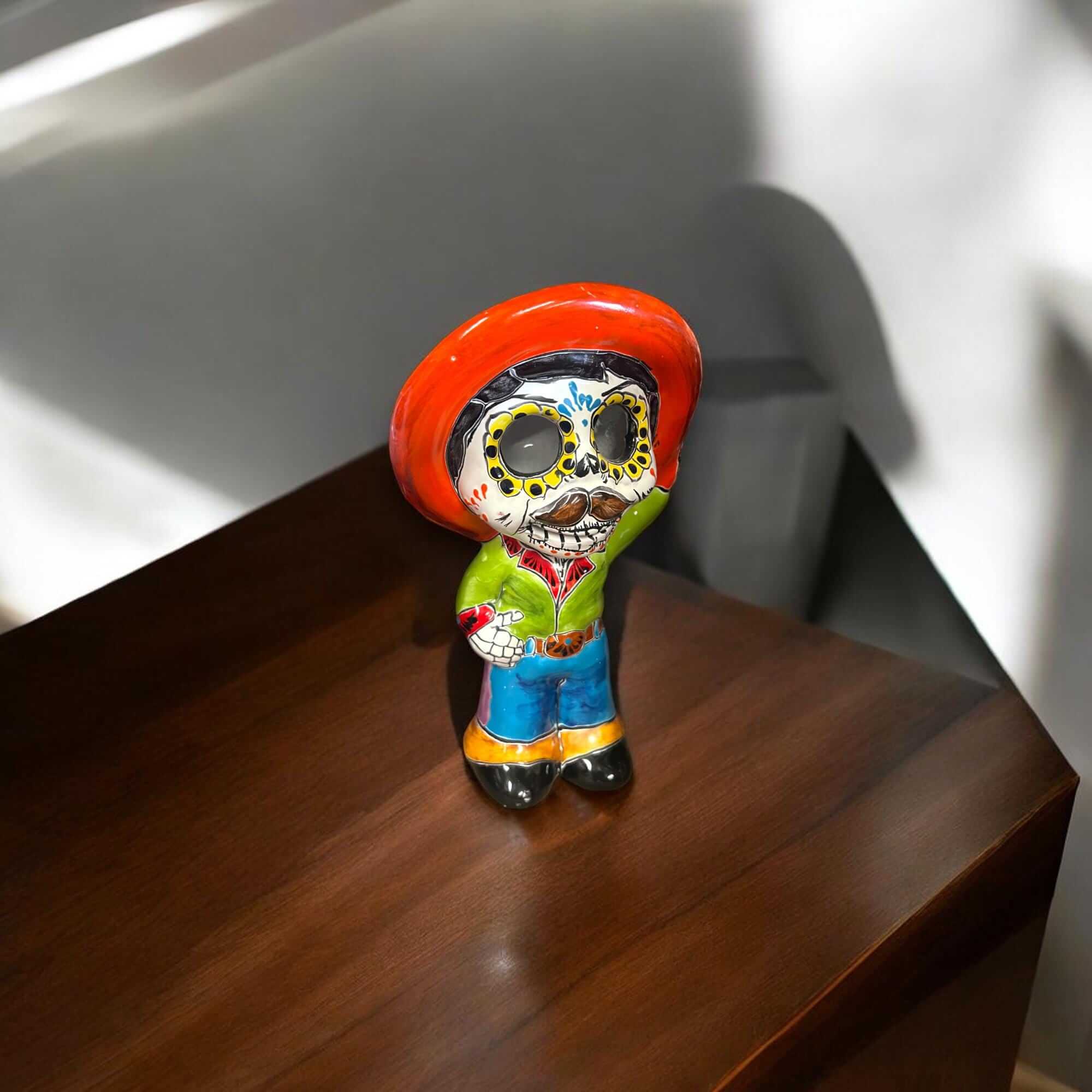 Talavera Skeleton Man Statue - Day of the Dead Décor
