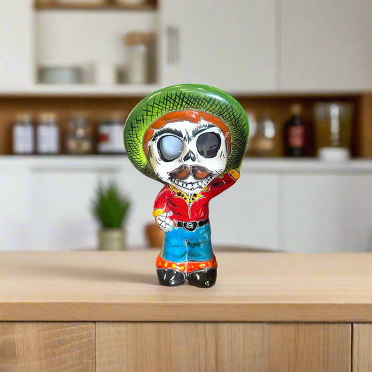 Talavera Skeleton Man Statue - Day of the Dead Décor
