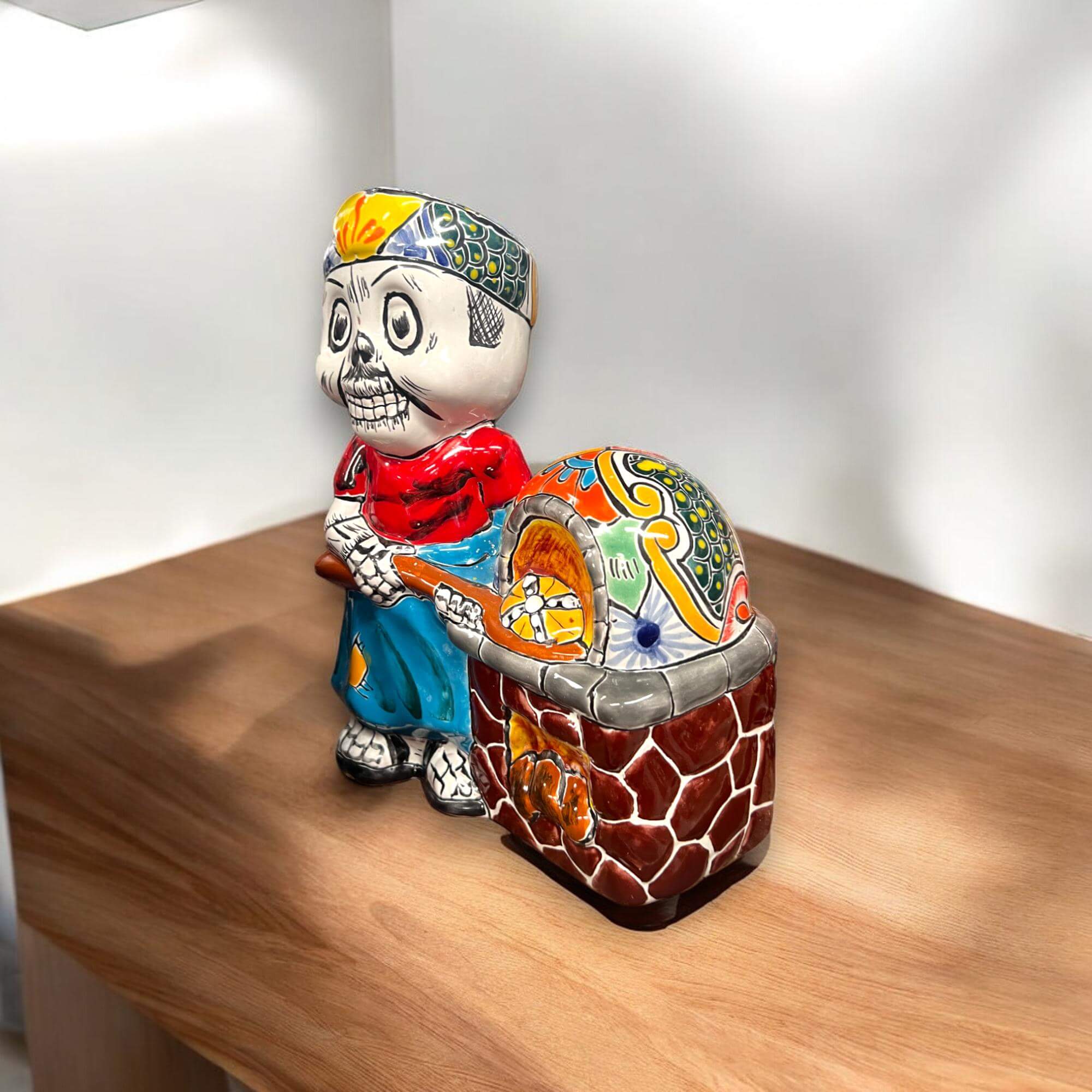 Handcrafted Talavera Skeleton Statue | Vibrant Décor