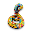 Talavera Snake Statue | Multicolor Handcrafted Mexican Rattlesnake - hand-painted cobalt head, vivid floral patterns, kiln-fired lead-free glaze