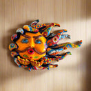 Handcrafted Talavera Sun Face | Colorful Mexican Wall Art — hand-painted Talavera sun with mustache blowing a kiss, vibrant kiln-fired Mexican wall decor