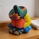 Talavera Sunflower Panchito Canister | Handcrafted Mexican Art colorful sleeping man canister with sunflower sombrero