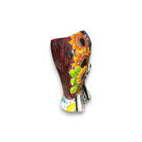 Talavera Sunflower Skull Planter | Handcrafted Day of the Dead Pot – side view of hand-painted Talavera skull planter with bright sunflowers