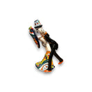 Handcrafted Talavera Cake Topper | Unique Hand-Painted Wedding Art - hand-painted dancing couple topper from Guanajuato, kiln-fired lead-free glaze