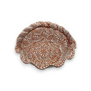 Terracotta & White Talavera Basket | Handcrafted Ceramic Bowl - handcrafted terracotta bowl with white floral geometric Talavera pattern and scalloped edge