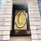 Handcrafted Virgin Mary Water Fountain | Mexican Artisan Garden Decor (Large) - hand-painted Talavera shrine fountain in window alcove