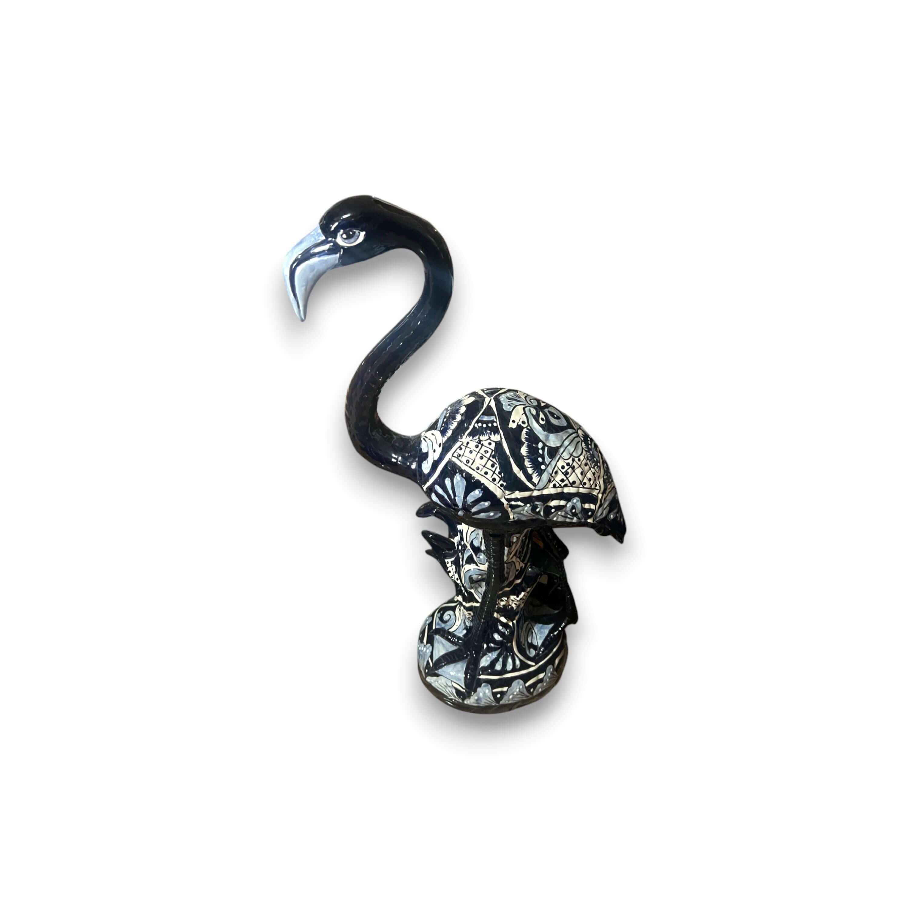 Blue & White Talavera Flamingo Statue