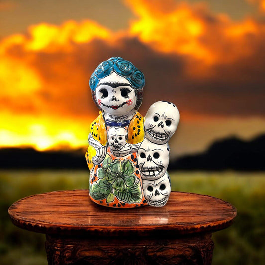 Talavera Frida Statue | Day of Dead Decor