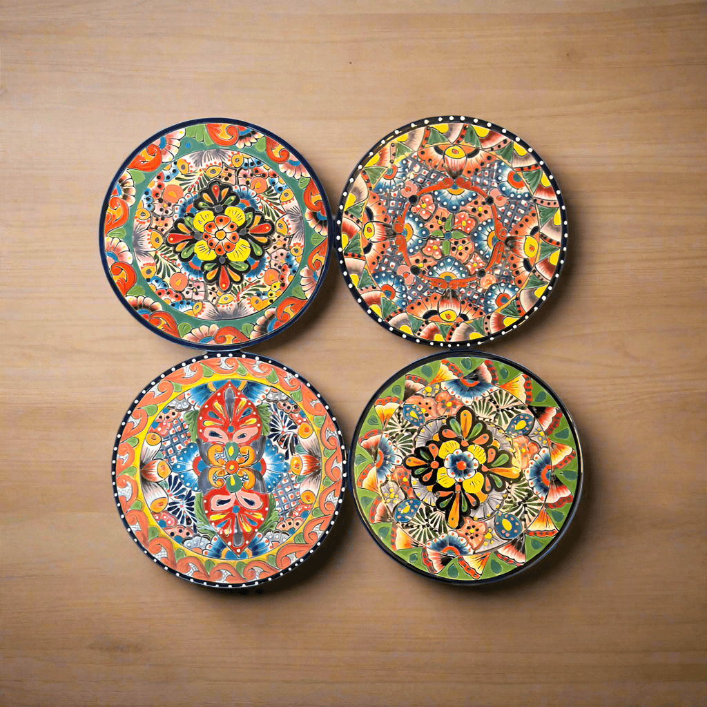 10" Talavera Dinner Plate | Colorful Mexican Dinnerware - set of four hand-painted 10-inch Talavera ceramic plates from Guanajuato, Mexico