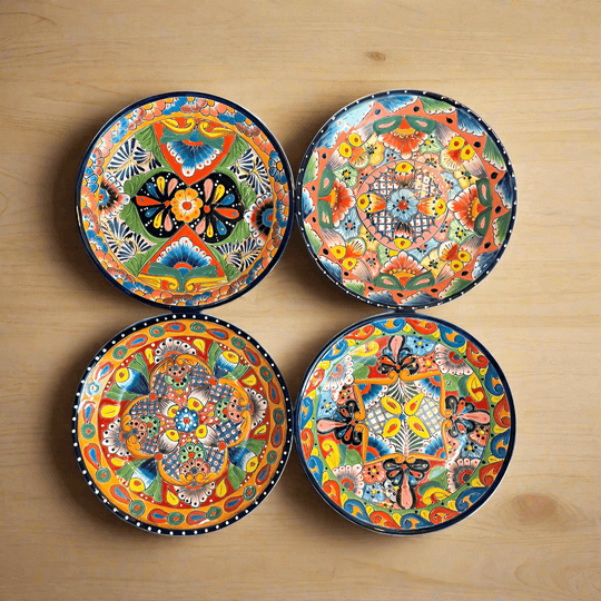 11.5" Talavera Dinner Plate | Vibrant Mexican Dinnerware - hand-painted colorful Mexican ceramic plate with floral folk-art design