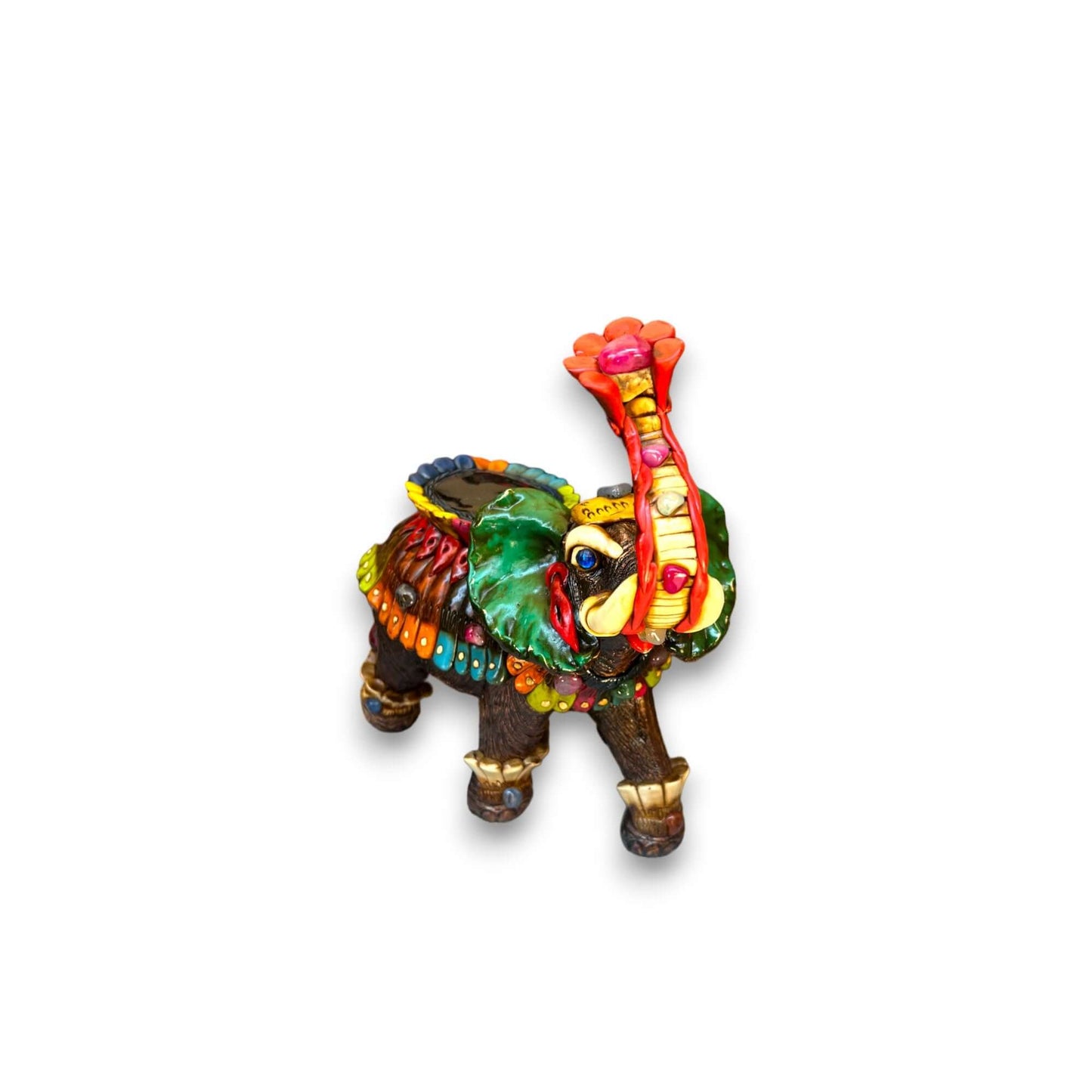 Artisan Crafted Aztec Elephant Statue | Handmade Cultural Decor colorful hand-painted Aztec elephant sculpture from Guanajuato, Mexico