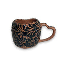 Black Talavera Heart Mug – Slightly Imperfect & Handmade hand-painted black and clay heart-shaped mug with decorative floral pattern