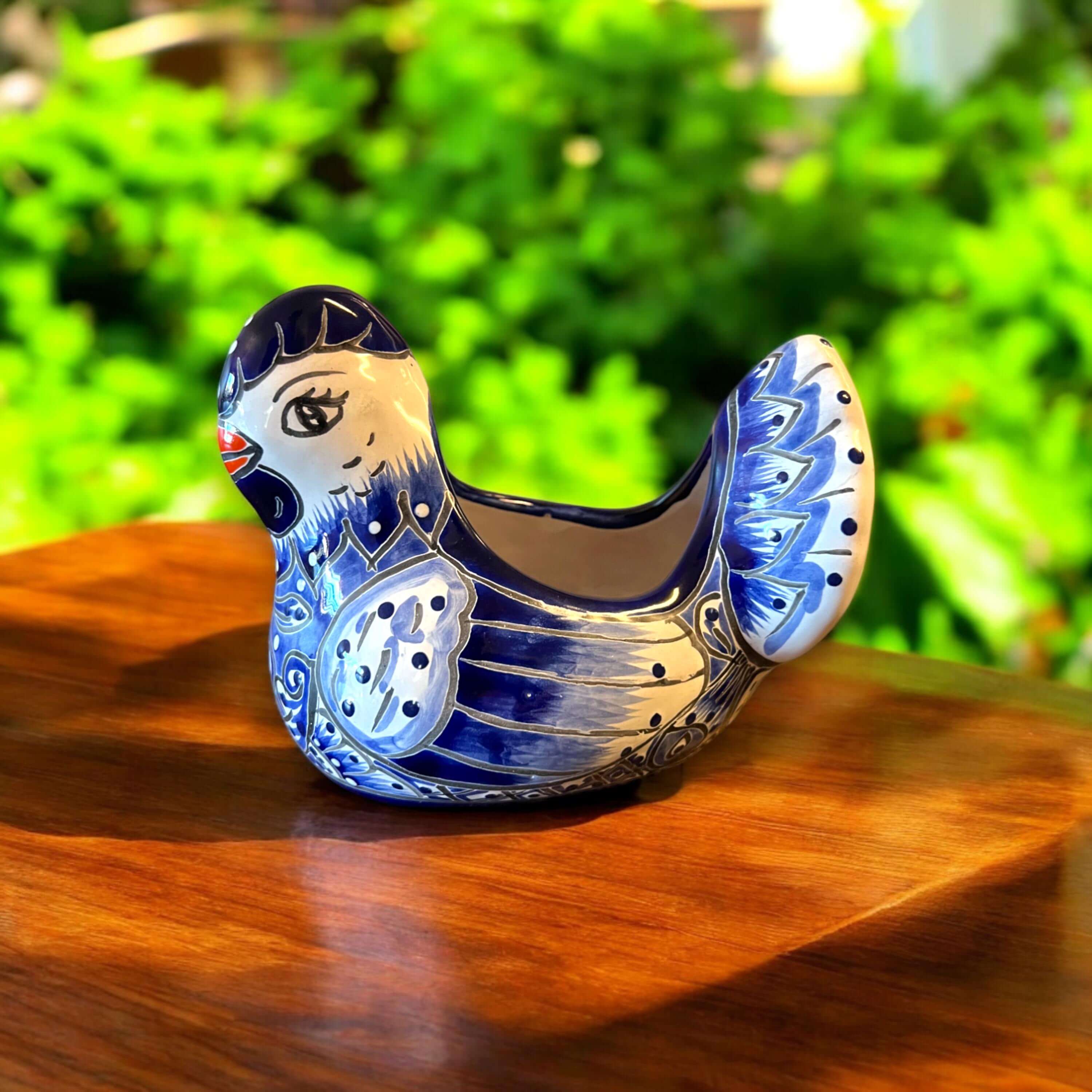 Blue & White Talavera Chicken Planter