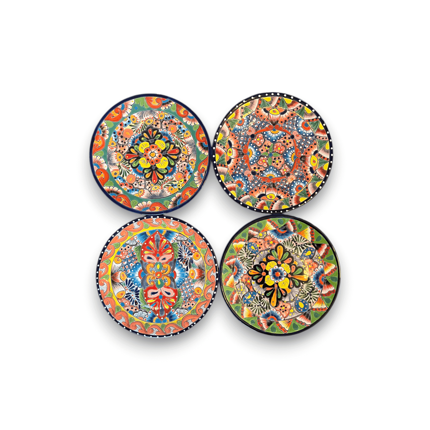 Colorful Talavera Dinnerware Set | 12-Piece Plate Set - handmade hand-painted Talavera plates with bold Mexican patterns