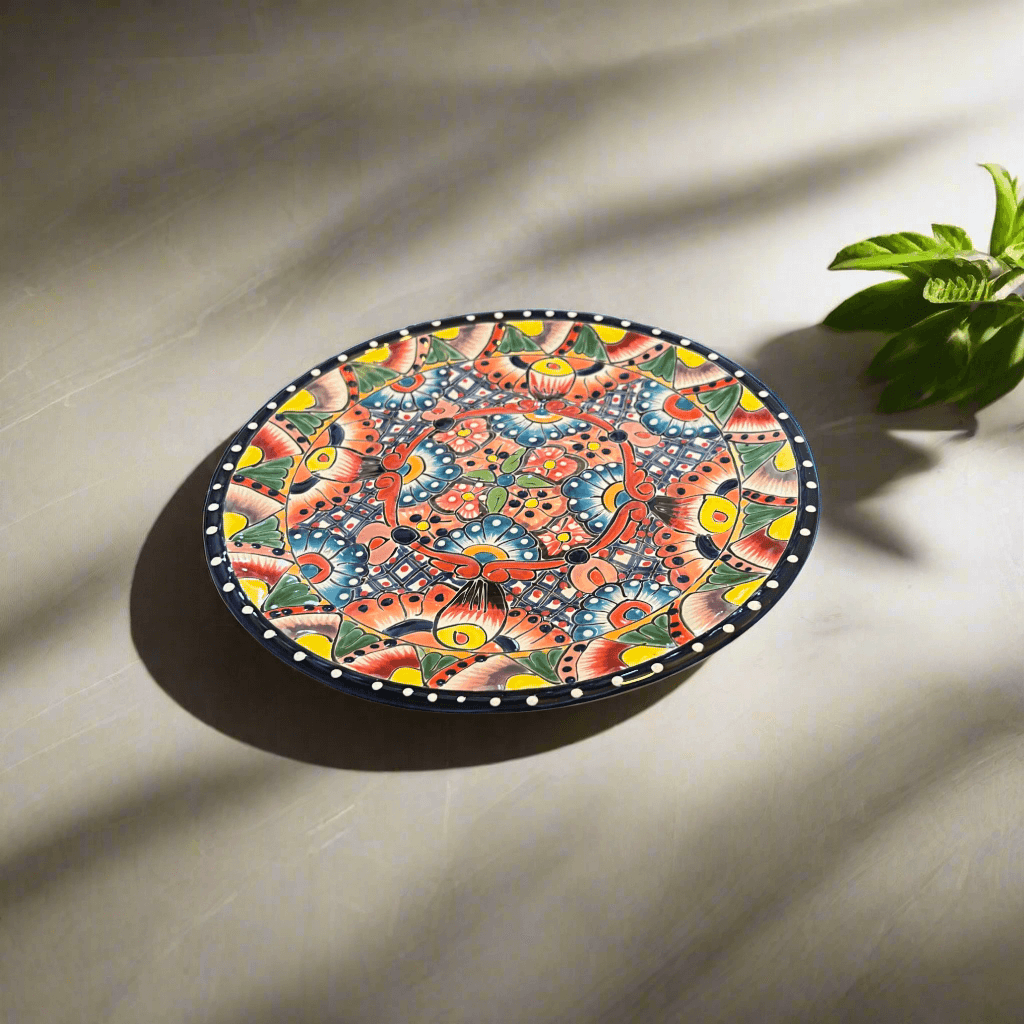 Colorful Talavera Dinnerware Set | 12-Piece Plate Set - hand-painted Mexican Talavera plate with vibrant floral pattern, lead-free glazed, artisan-made