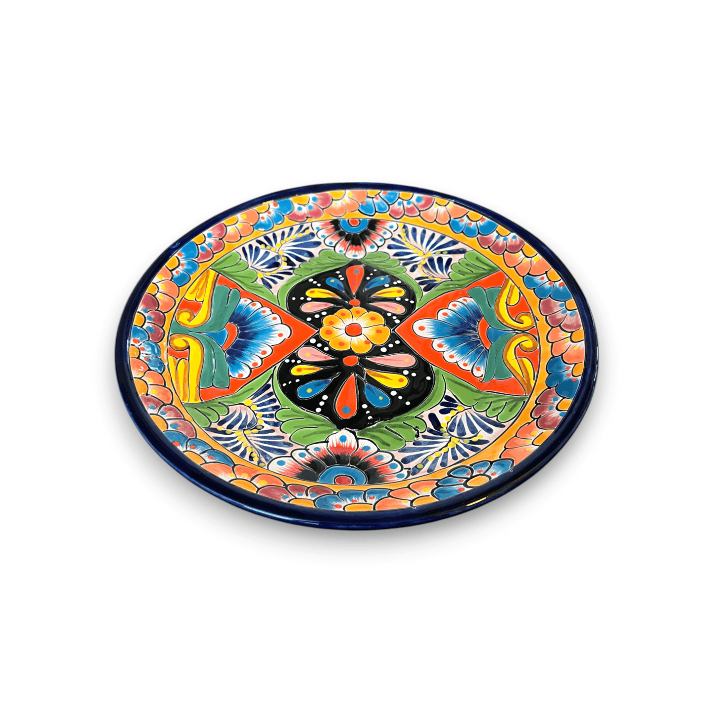 Colorful Talavera Dinnerware Set | 24-Piece Plate Set for 8 - hand-painted Talavera ceramic plate with vibrant floral and geometric patterns