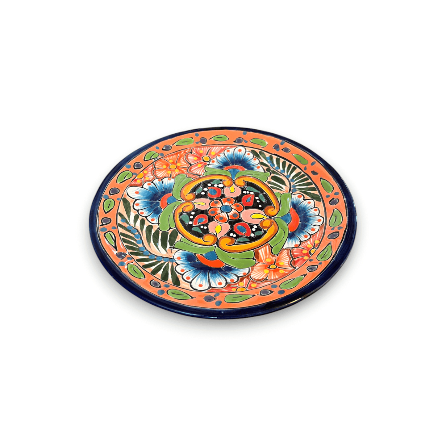 Colorful Talavera Dinnerware Set | 24-Piece Plate Set for 8 - hand-painted round Talavera plate with vibrant floral pattern, lead-free glaze from Guanajuato