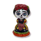 Handmade Frida Kahlo Planter - Day of the Dead Statue (Medium Size) hand-painted Talavera planter with red roses and colorful dress