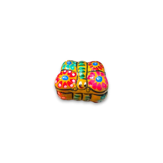Handmade Guerrero Butterfly Jewelry Box | Mexican Ceramic Earring Holder - hand-painted colorful Talavera butterfly earring holder from Guanajuato