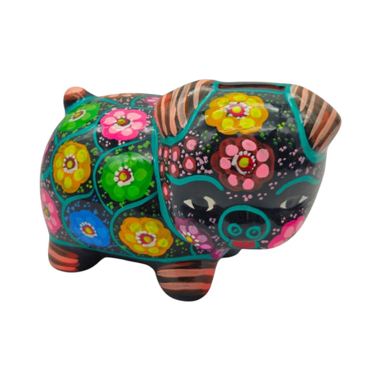 Handmade Guerrero Piggy Bank | Mexican Ceramic Coin Bank featuring vibrant colors and intricate designs.