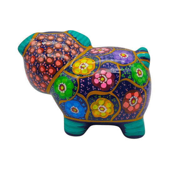 Handmade Guerrero Piggy Bank | Mexican Ceramic Coin Bank featuring vibrant hand-painted colors and patterns.