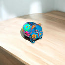 Handmade Guerrero Piggy Bank | Mexican Painted Coin Bank (Small) - blue hand-painted Talavera-style ceramic piggy bank from Guerrero, Mexico