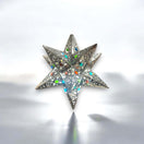 Handmade Metal Star Ornament | Stained Glass Light Fixture — handcrafted metal star with colorful stained glass accents, fits a light bulb, Guanajuato craft