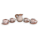 Heart Mug & Pitcher Set | Handmade Mexican Pottery (9-Pieces) - handmade Talavera heart-shaped mugs and pitcher with white floral design
