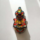 Handmade Mexican Talavera Wall Fountain | Authentic Art Decor (Large) colorful hand-painted Talavera wall fountain mounted on white wall