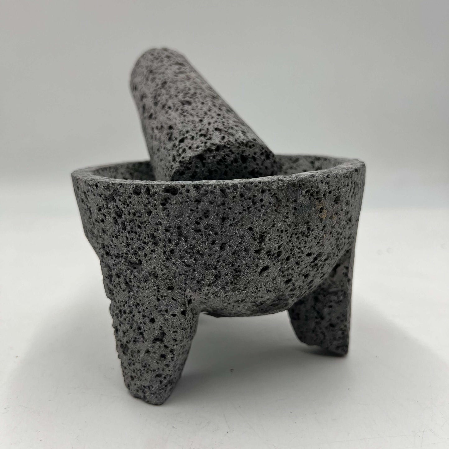 Mexican Volcanic Stone Molcajete | Handmade Mortar and Pestle - authentic three-legged volcanic stone molcajete with pestle, handcrafted in Guanajuato