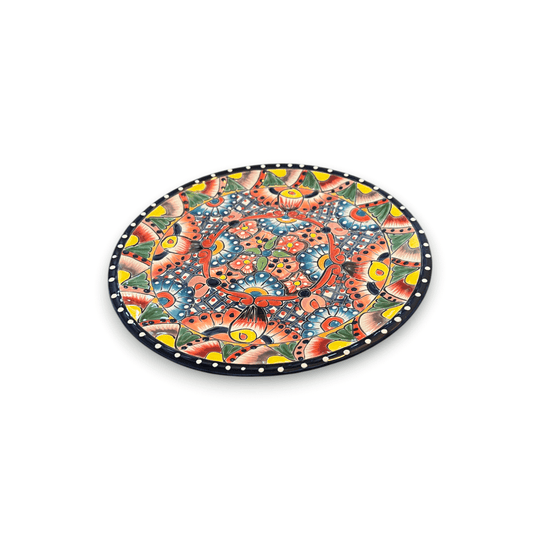 30-Piece Talavera Dinnerware Set | Colorful Tableware (Seats 6) - round hand-painted Talavera plate with vibrant floral Mexican design, lead-free glaze