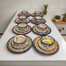 Handcrafted place settings displayed: Handmade Talavera 32-Piece Dinnerware Set | Mexican Pottery for 8 with vibrant hand-painted plates and bowls