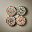 Handmade Talavera 32-Piece Dinnerware Set | Mexican Pottery for 8 — four colorful hand-painted Talavera salad plates from Guanajuato, Mexico