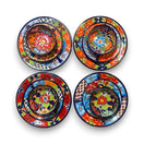36-Piece Talavera Dinnerware Set | Handmade Mexican Plates & Bowls - four colorful hand-painted Talavera plates and bowls with floral folk art patterns