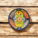7.5" Talavera Soup Bowl | Handmade Mexican Dinnerware - colorful hand-painted Talavera bowl with floral pattern on wooden background
